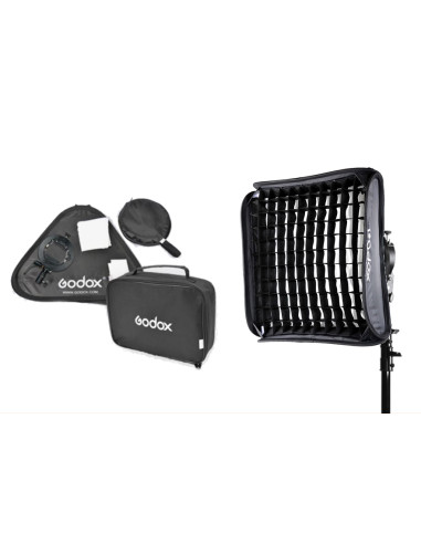 GODOX S2 SPEEDLITE BRACKET KIT CON SOFTBOX 60CM CON GRIGLIA E BORSA (ATTACCO BOWENS)/V1