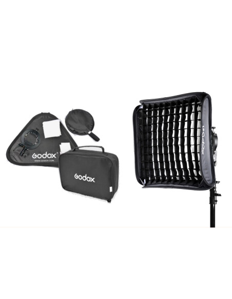 GODOX S2 SPEEDLITE BRACKET KIT CON SOFTBOX 60CM CON GRIGLIA E BORSA (ATTACCO BOWENS)/V1