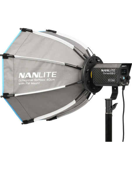 Softbox ottagonale a chiusura rapida 40cm con griglia, Attacco FM