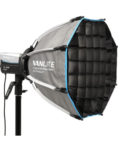 Softbox ottagonale a chiusura rapida 40cm con griglia, Attacco FM