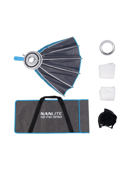 NANLITE RAPID 60 FM PARABOLIC SOFTBOX CON GRIGLIA PER FORZA 60-150 / FS60B / FC60B-120