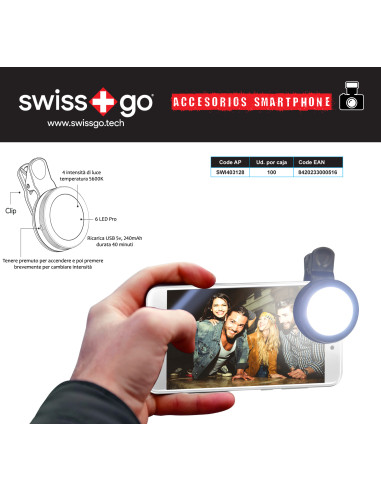 SWISS-GO ILLUMINATORE PER SMARTPHONE LED