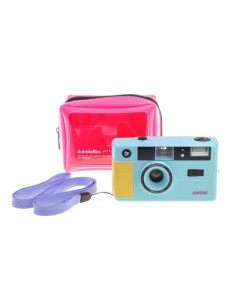 DUBBLEFILM SHOW CAMERA TORQUOISE 35MM WITH FLASH INCL. CASE
