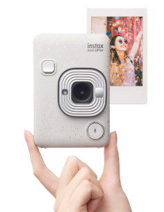 FUJI INSTAX MINI HM1 STONE WHITE EX D INSTANT CAMERA LIPLAY