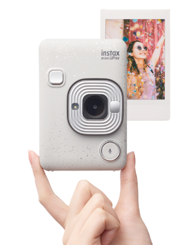 FUJI INSTAX MINI HM1 STONE WHITE EX D INSTANT CAMERA LIPLAY