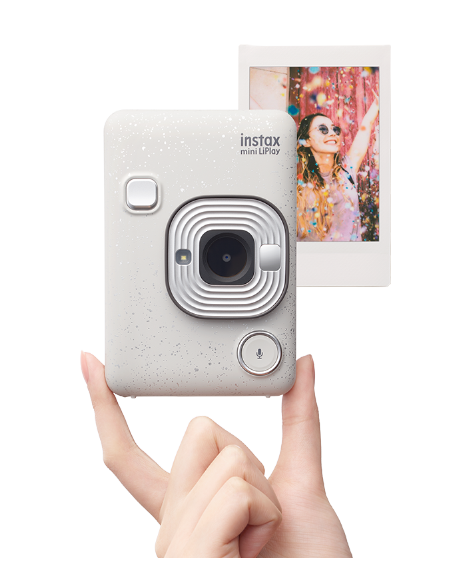 FUJI INSTAX MINI HM1 STONE WHITE EX D INSTANT CAMERA LIPLAY