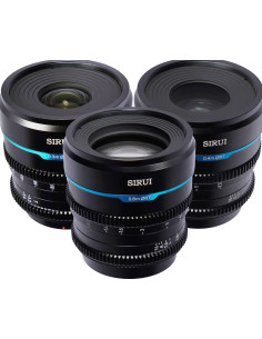 SIRUI OBIETTIVO 24MM 35&55MM T1.2 S35 NIGHTWALKER MANUAL FOCUS CINE LENS BUNDLE (M4/3 MOUNT BLACK) 2