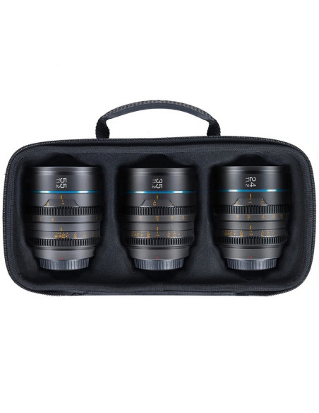 SIRUI NIGHTWALKER SERIES 24 35/55MM T1.2 S35 MF CINE LENS BUNDLE E-MOUNT GUN METAL GRAY