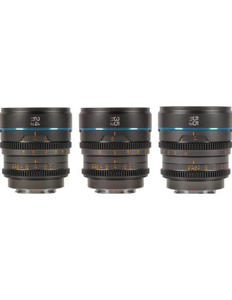 SIRUI NIGHTWALKER SERIES 24 35/55MM T1.2 S35 MF CINE LENS BUNDLE E-MOUNT GUN METAL GRAY