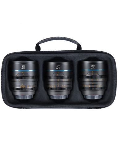 SIRUI NIGHTWALKER SERIES 24 35/55MM T1.2 S35 MF CINE LENS BUNDLE M4/3 MOUNT GUN METAL GRAY