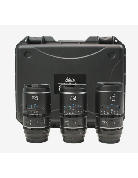ASTRA KIT 50MM + 75MM + 100MM T1.8 NIKON Z-MOUNT BLUE FLARE 1.33X FULL FRAME AUTO FOCUS ANAMORPHIC CINE