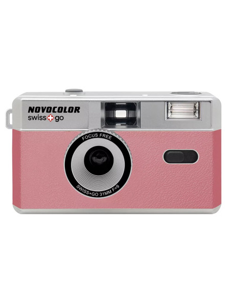SWISS-GO PHOTO CAMERA NOVOCOLOR 35MM ANALOGICA ROSA CON BORSA