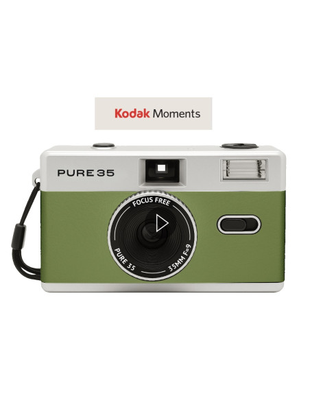 KODAK FILM CAMERA ANALOGICA PURE 35 GREEN LEATHER CON BORSA