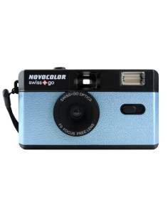 SWISS-GO PHOTO CAMERA NOVOCOLOR 35MM ANALOGICA AZZURRA CON BORSA