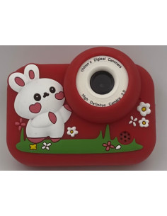ASAKY KIDS PHOTO CAMERA DIGITAL BUBBLE MICRO SD 2"IPS HD SCREEN RED + COVER RABBIT
