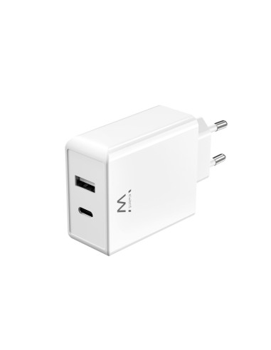 EWENT EW1328 CARICATORE RAPIDO USB-C PD E USB-A QC3.0 DA 45W BIANCO