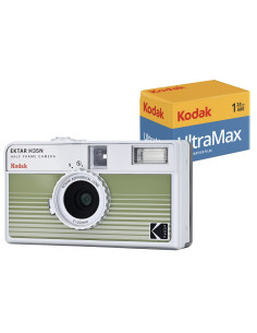 KODAK EKTAR H35-N HALF FRAME FILM CAMERA ANALOGICA GREEN+ULTRAMAX 24 POSE