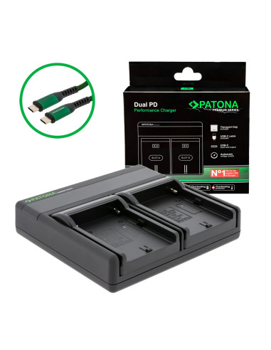 PREMIUM DUAL PD PERFORMANCE CHARGER FOR SONY NP-FM50 INCL. USB-C INPUT/OUTPUT