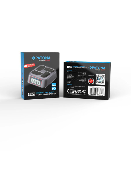 PLATINUM USB-C PD QC 4-PORT FAST CHARGER FOR CANON LP-E6 LP-E6N LP-E6NJ LP-E6P