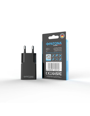 PLATINUM GAN PD20W FLAT ADAPTER BLACK 1X USB-C PD3.0 QC3.0