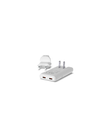PLATINUM GAN PD65W FLAT ADAPTER WHITE 2X USB-C PD3.0 QC3.0