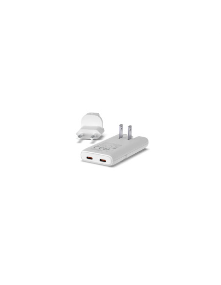 PLATINUM GAN PD65W FLAT ADAPTER WHITE 2X USB-C PD3.0 QC3.0