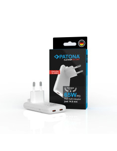 PATONA PLATINUM GAN PD65W FLAT ADAPTER WHITE 2X USB-C PD3.0 QC3.0 2