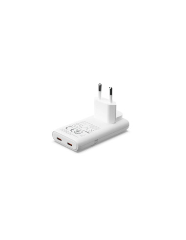 PLATINUM GAN PD65W FLAT ADAPTER WHITE 2X USB-C PD3.0 QC3.0