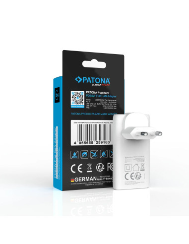 PLATINUM GAN PD65W FLAT ADAPTER WHITE 2X USB-C PD3.0 QC3.0