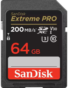 SD Extreme Pro 64GB XC V30, U3, UHS I, C10 - 200MB/s lettura, 90MB/s scrittura