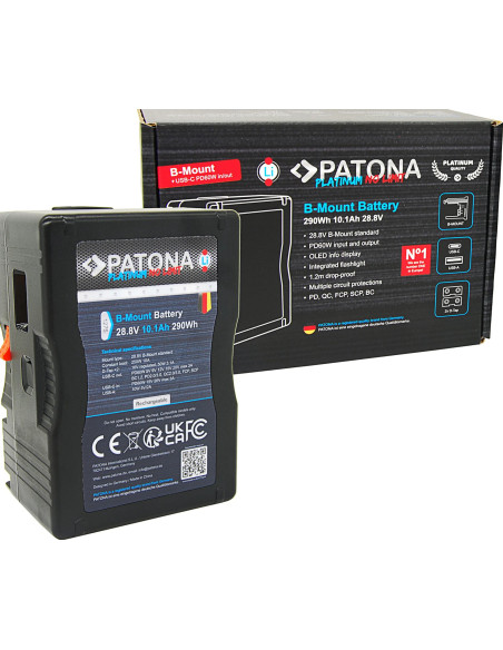 Batteria Platinum B-Mount con USB-C Input e Output 2xD-Tap 16V