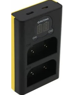 Carica Batterie Dual LCD USB per Olympus OM-1 BLX-1