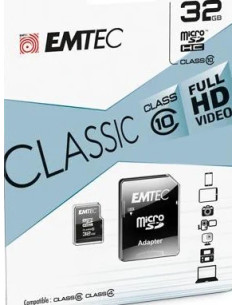 32GB  MICRO SDHC Classe 10 CLASSIC 20MB/12MB CON ADATTATORE 2
