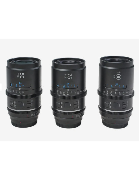 SIRUI ASTRA KIT 50MM + 75MM + 100MM T1.8 PANASONIC L-MOUNT BLUE FLARE 1.33X FULL FRAME AUTO FOCUS ANAMORPHIC CINE LENS
