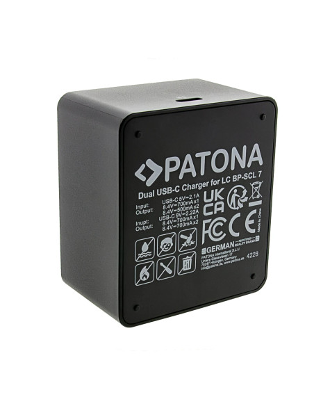 PATONA DUAL CHARGER FOR LEICA M11P M11M 24029 BP-SCL7 INCL. USB-C CABLE