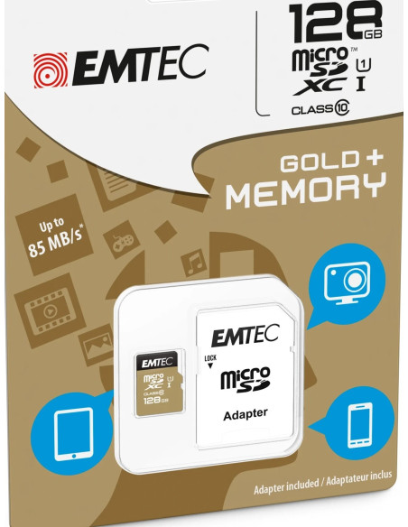 128GB Micro SDXC CL.10 Gold Plus U1 + adattatore