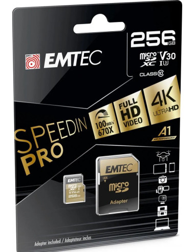 MicroSD 256GB UHS-I U3 V30 A1 SpeedIN PRO Classe 10