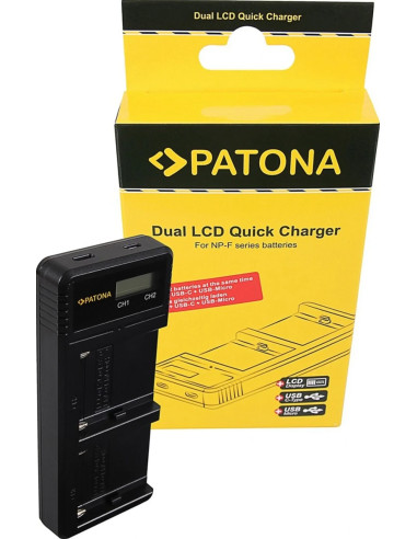 Caricabatteria Smart Dual LCD per batterie NP-F