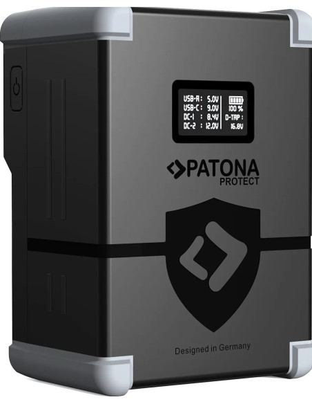 Protect Battery V-Mount Nano V99-PD65 con Display  SB-C PD100W, USB-A, D-Tap, 2x DC-out