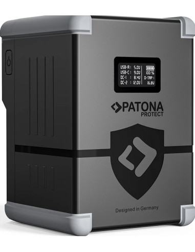 Protect Battery V-Mount Nano V155-PD100 con Display USB-C PD100W, USB-A, D-Tap, 2x DC-out