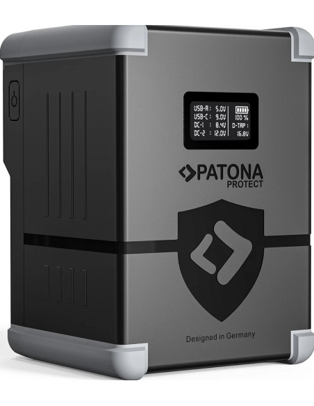 Protect Battery V-Mount Nano V155-PD100 con Display USB-C PD100W, USB-A, D-Tap, 2x DC-out