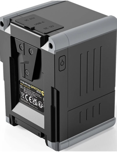 Protect Battery V-Mount Nano V155-PD100 con Display USB-C PD100W, USB-A, D-Tap, 2x DC-out