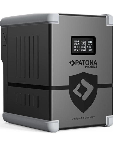Protect Battery V-Mount Nano V207-PD100 con Display USB-C PD100W, USB-A, D-Tap, 2x DC-out