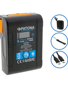 Batteria Platinum V-Mount BP-75W PD65 74Wh USB-C USB-A 2xD-Tap DC-out