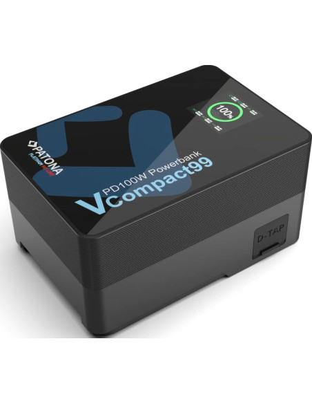 Platinum V-Mount VCompact99 99Wh 14.8V PD100W 2xUSB-C USB-A DC D-Tap inclusa custodia rigida