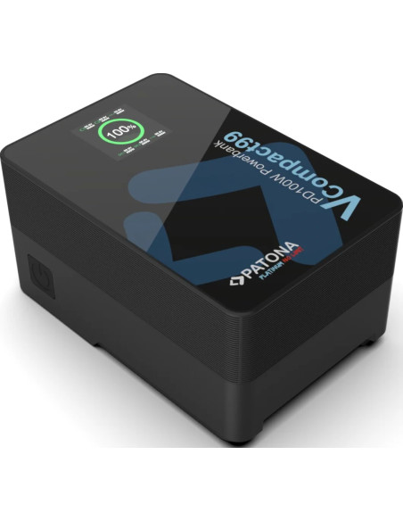 Platinum V-Mount VCompact99 99Wh 14.8V PD100W 2xUSB-C USB-A DC D-Tap inclusa custodia rigida