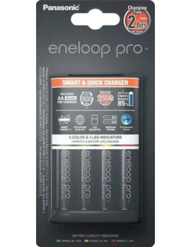 Carica Batteria Quick Charger Eneloop + 4 batterie AA 2500 Mah