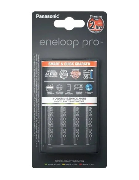Carica Batteria Quick Charger Eneloop + 4 batterie AA 2500 Mah