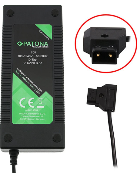 Premium D-Tap Caricabatteria V-Mount 3,5,A for 26V