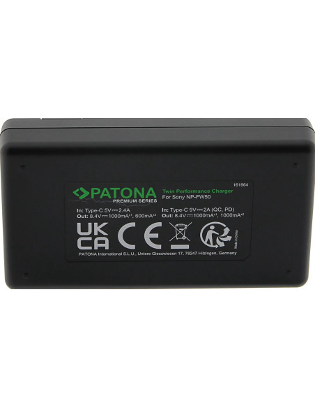 Caricabatteria Premium Twin Performance PD per Sony NP FW50